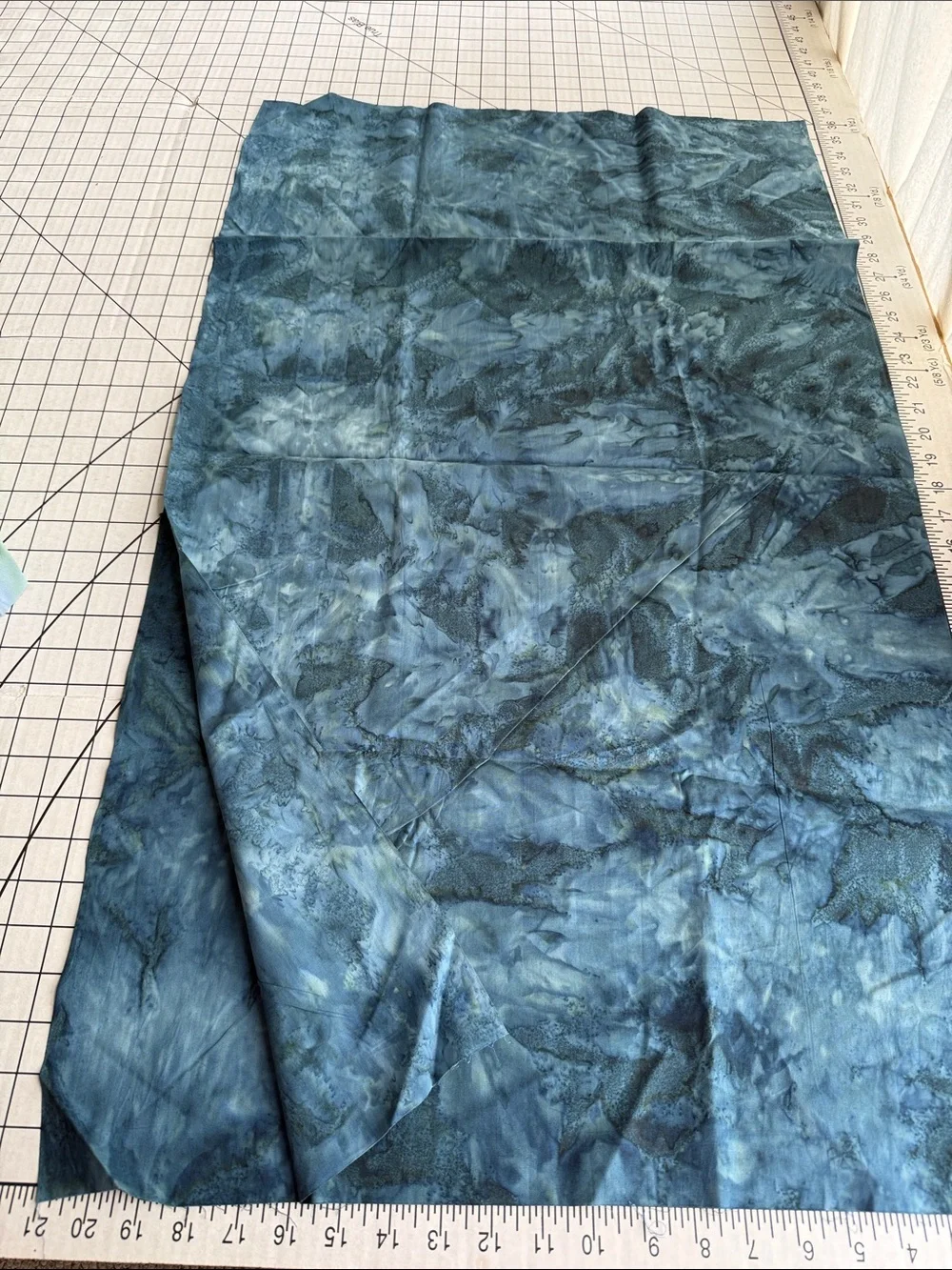 Hand Dyed Batik Quilting Cotton Fabric Lot Blue Purple Green 1 Yard+Fat Quarter